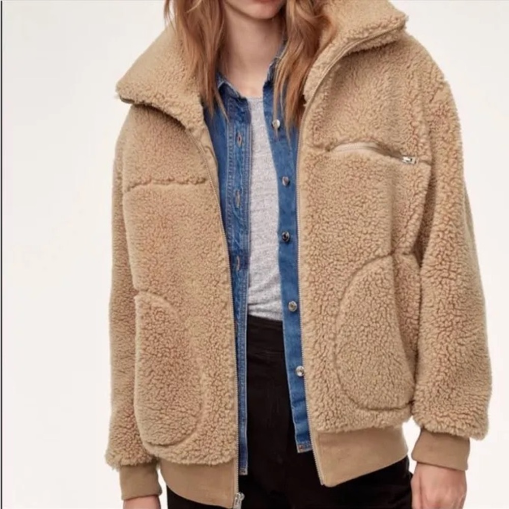 Aritzia Wilfred Free Teddy Coat Bomber Sherpa